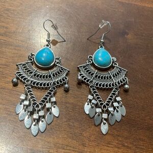 Silver and Turquoise Dangle Earrings